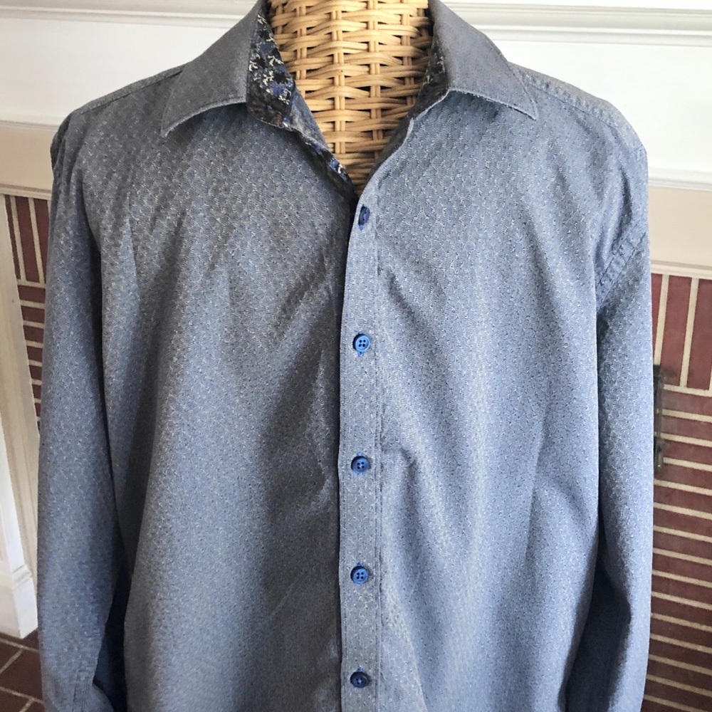 Robert Graham blue pattern shirt L